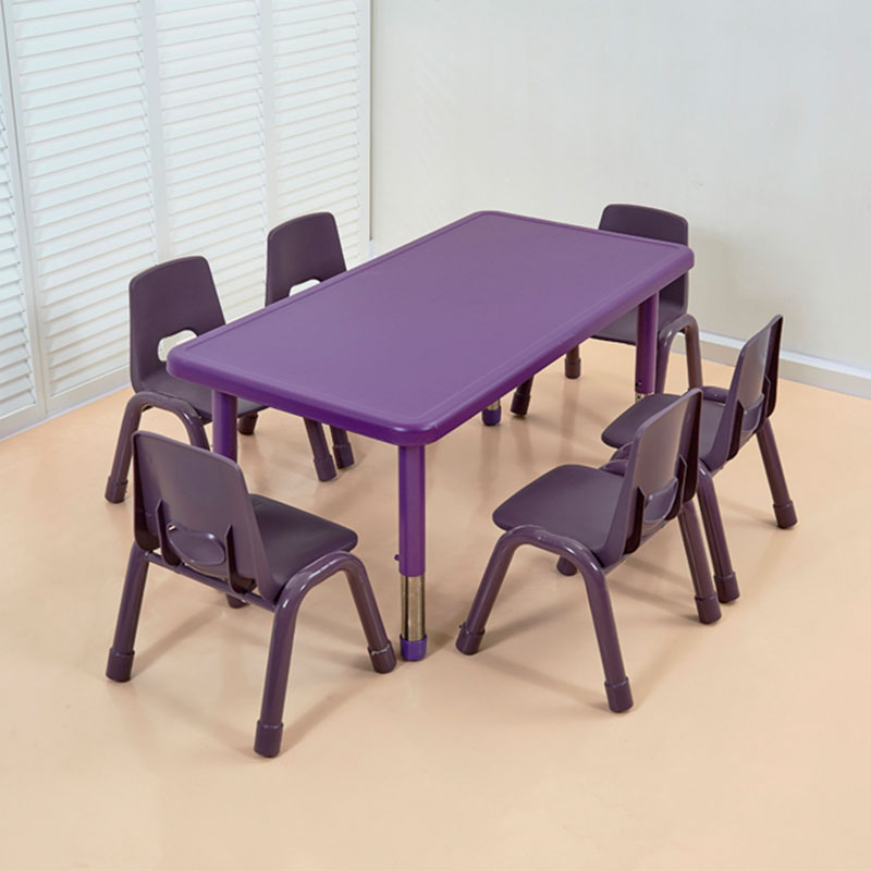 Plastic Six-person Rectangular Table (Stainless Steel Lifting Feet)